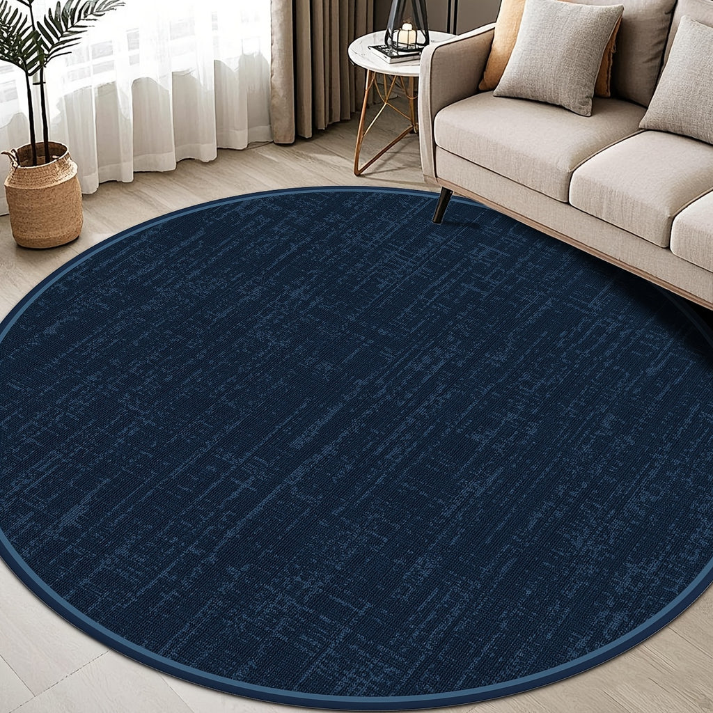 Tapis rond bleu marine uni, dos à pois, Ø 80, 100 ou 160 cm