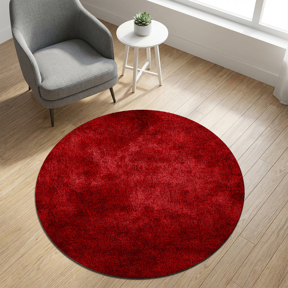 Grand tapis rond bordeaux en velours tufté, Ø 160 cm unique
