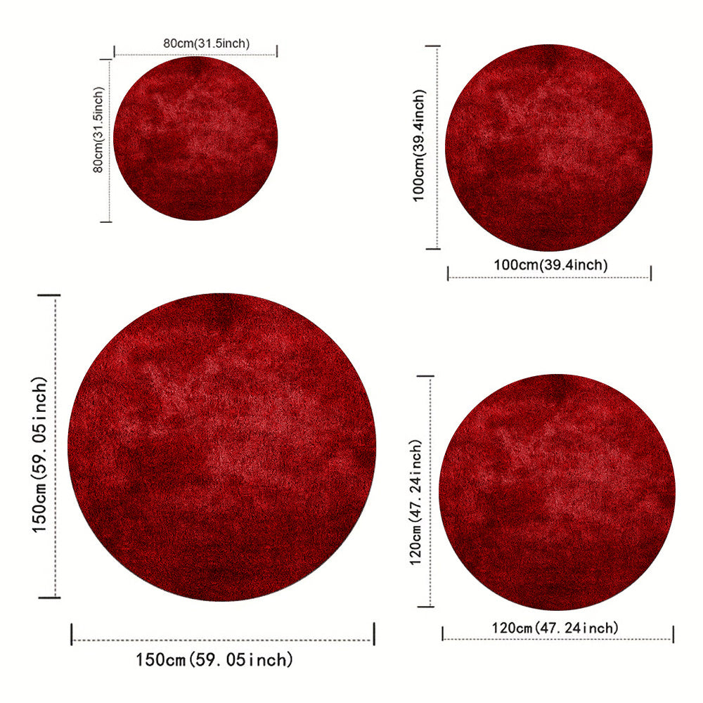 Grand tapis rond bordeaux en velours tufté, Ø 160 cm unique