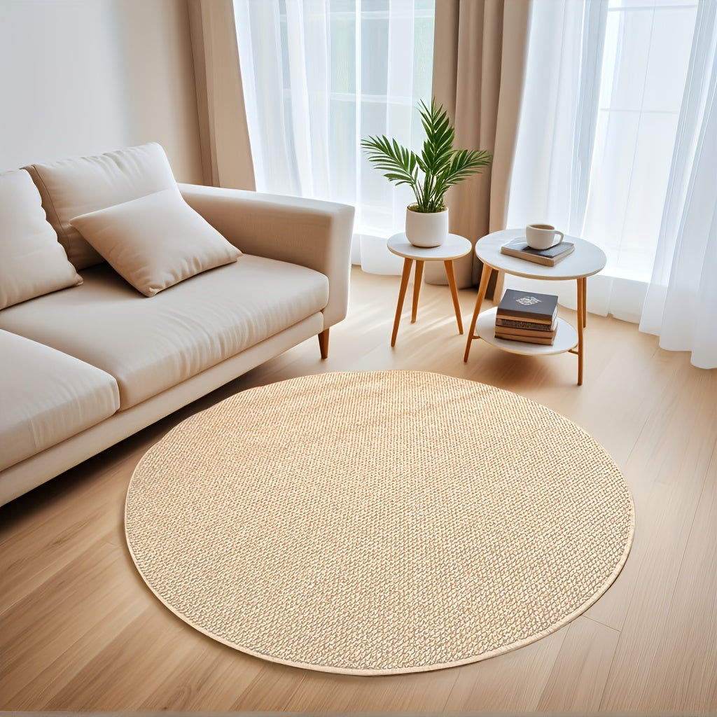 Tapis rond bouclé beige clair au point d'ananas, Ø 80 cm