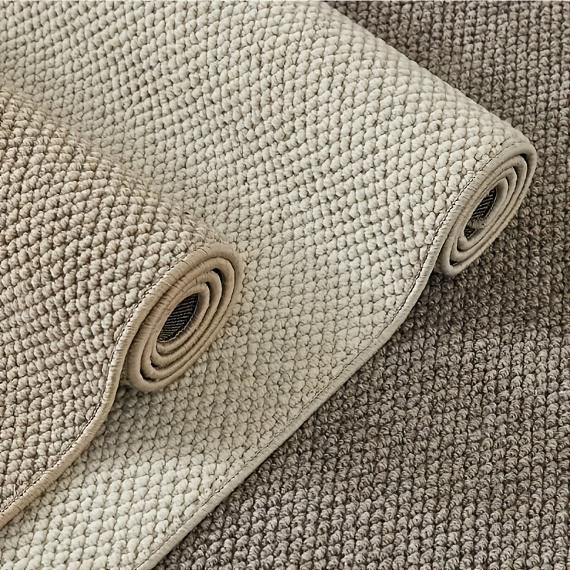 Tapis rond bouclé beige clair au point d'ananas, Ø 80 cm