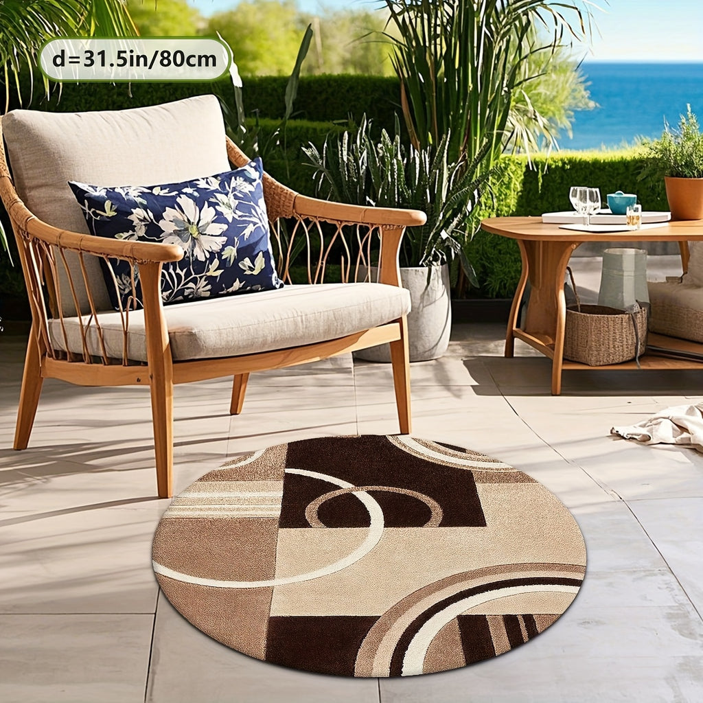 Tapis rond brun et beige à effet diamant doré, Ø 100 cm