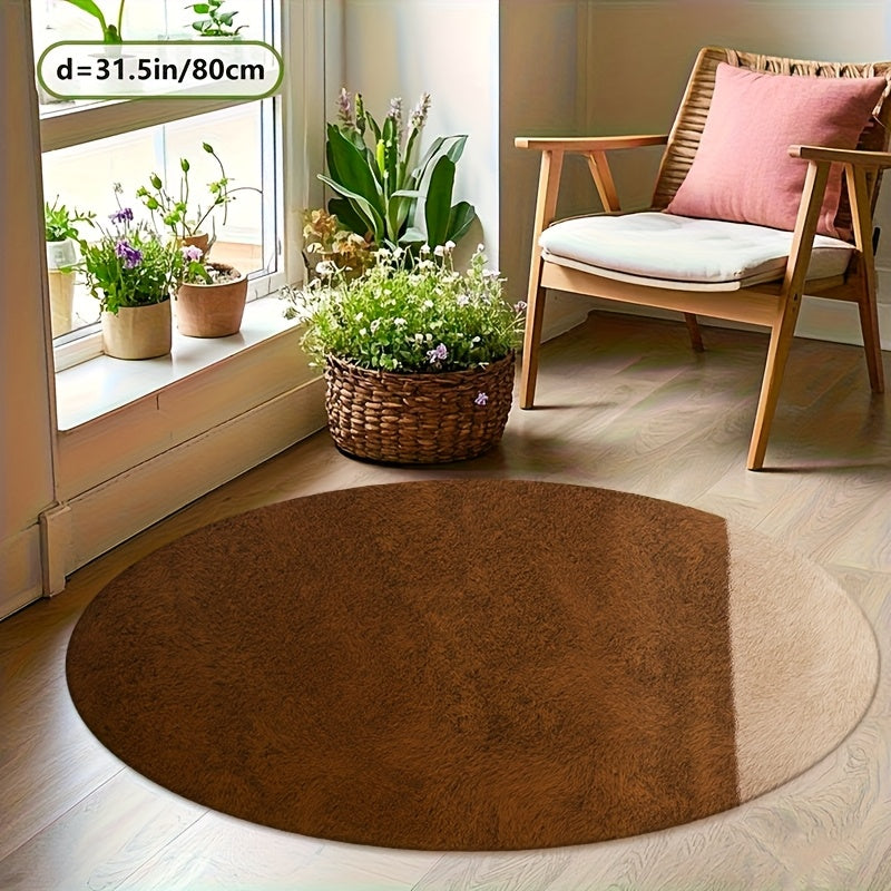 Tapis rond marron café uni en Ø 160 cm, velours 850 g/m²