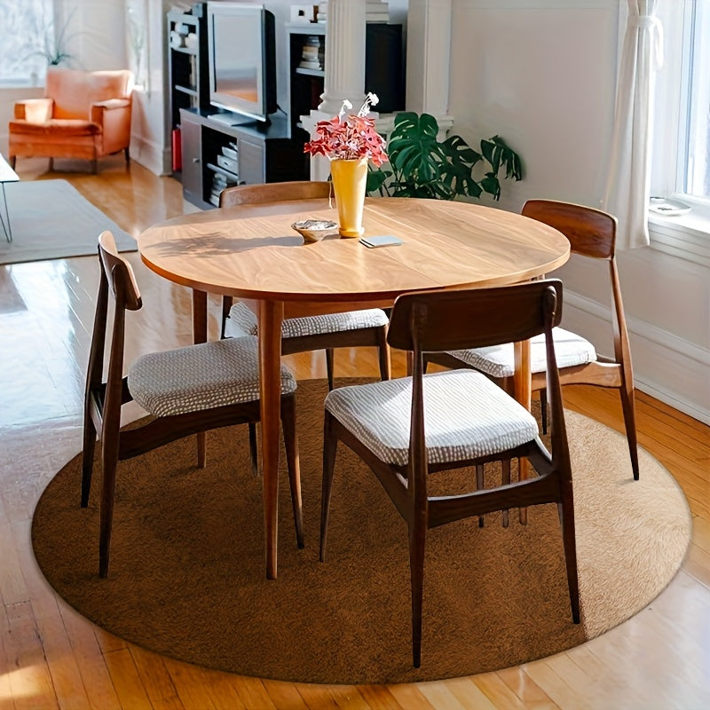 Tapis rond marron café uni en Ø 160 cm, velours 850 g/m²