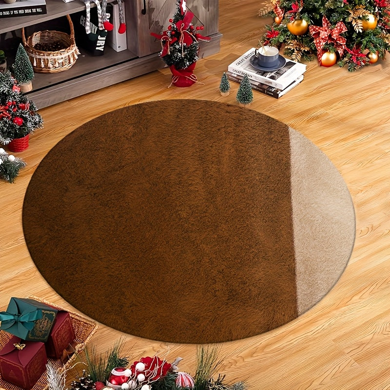 Tapis rond marron café uni en Ø 160 cm, velours 850 g/m²