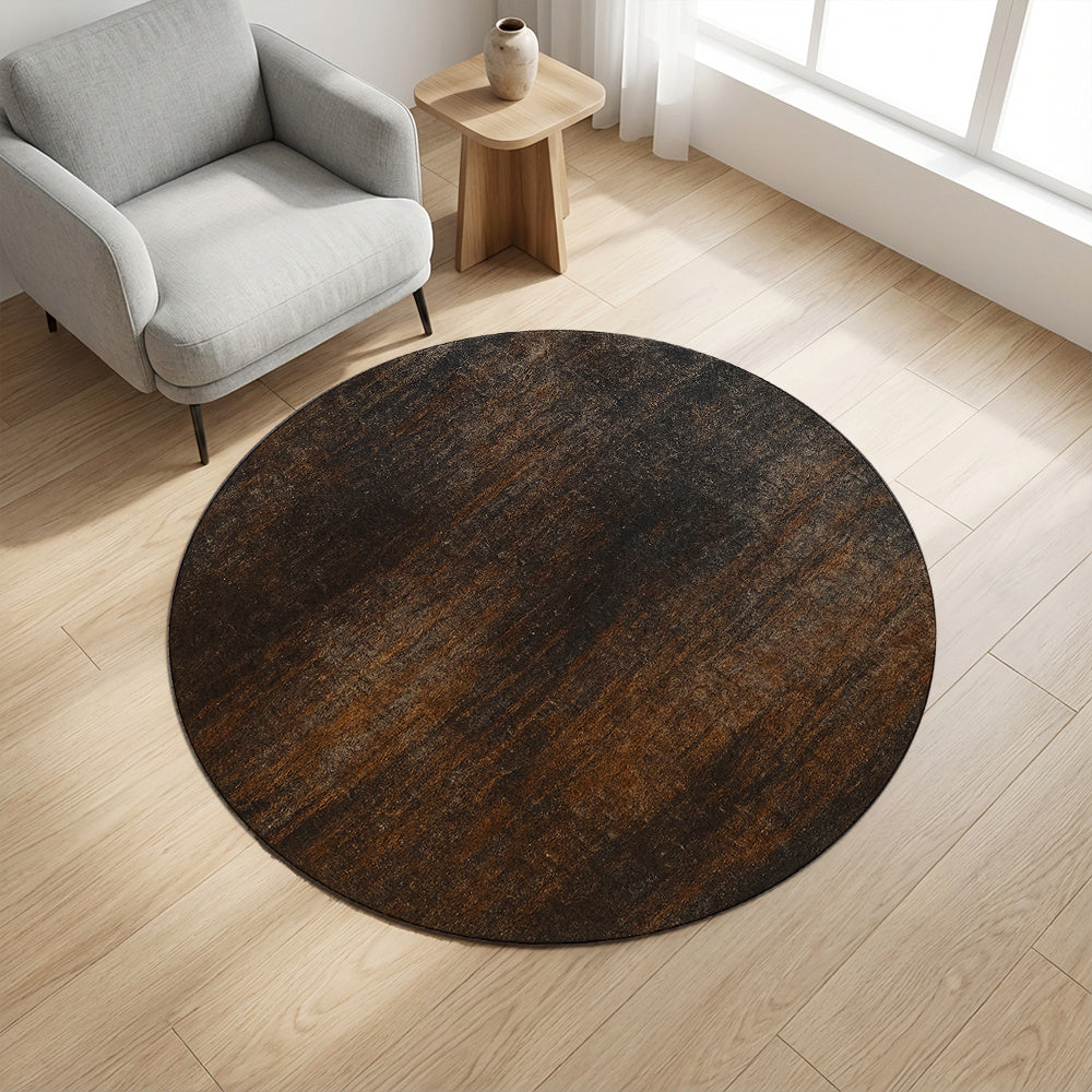 Tapis rond brun rouille à texture usée, dès 28,90 € le Ø 50