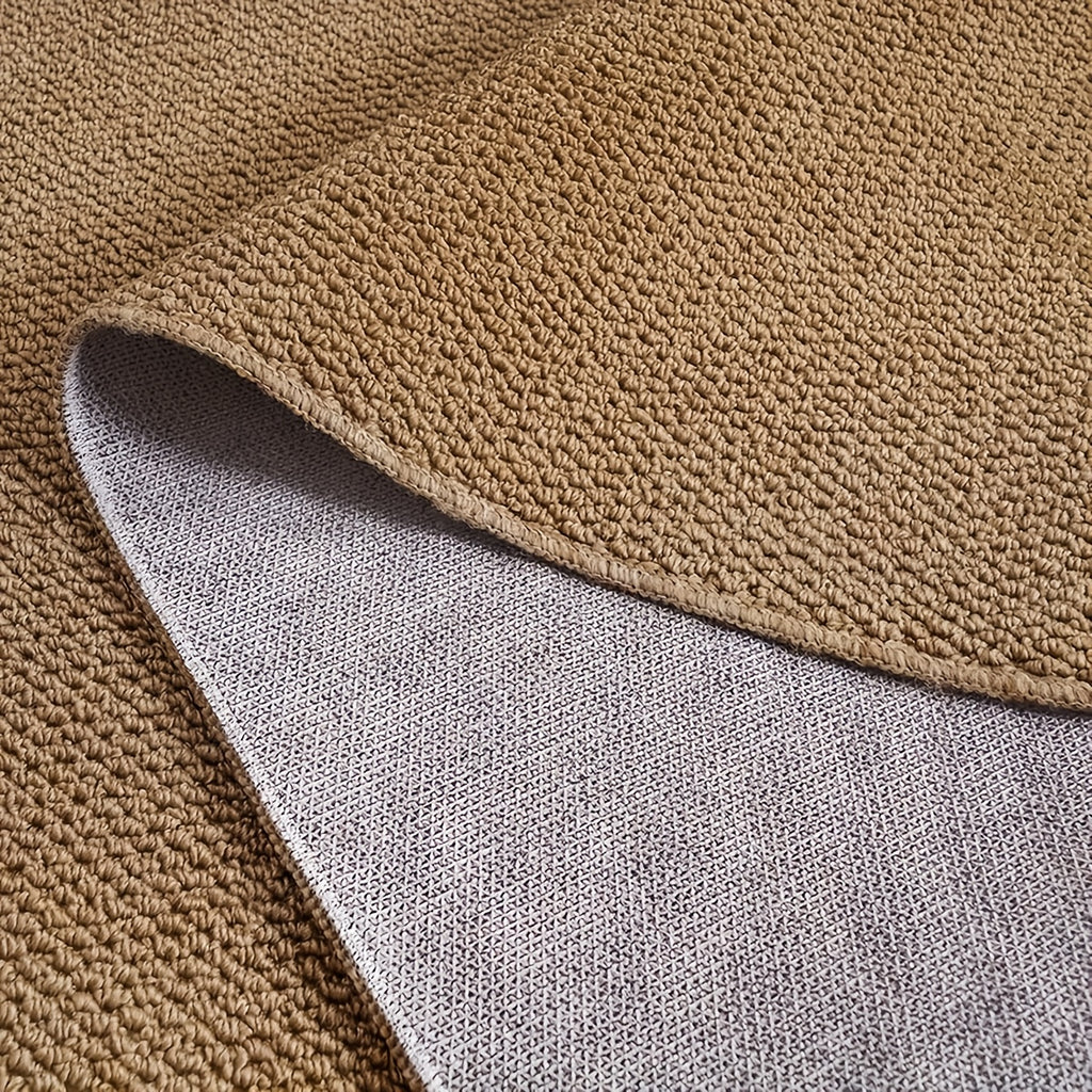 Tapis rond camel à texture bouclée pour terrasse et salon