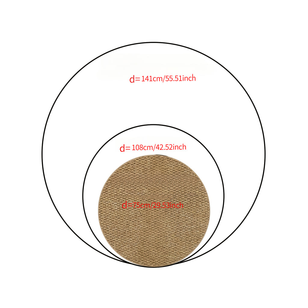 Tapis rond caramel au tressage dense, jardin et pas de porte