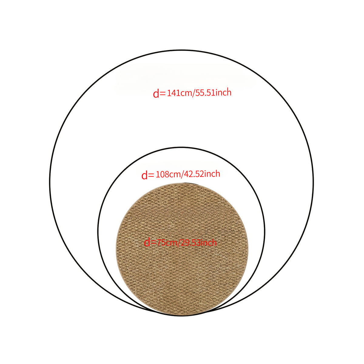 Tapis rond caramel au tressage dense, jardin et pas de porte