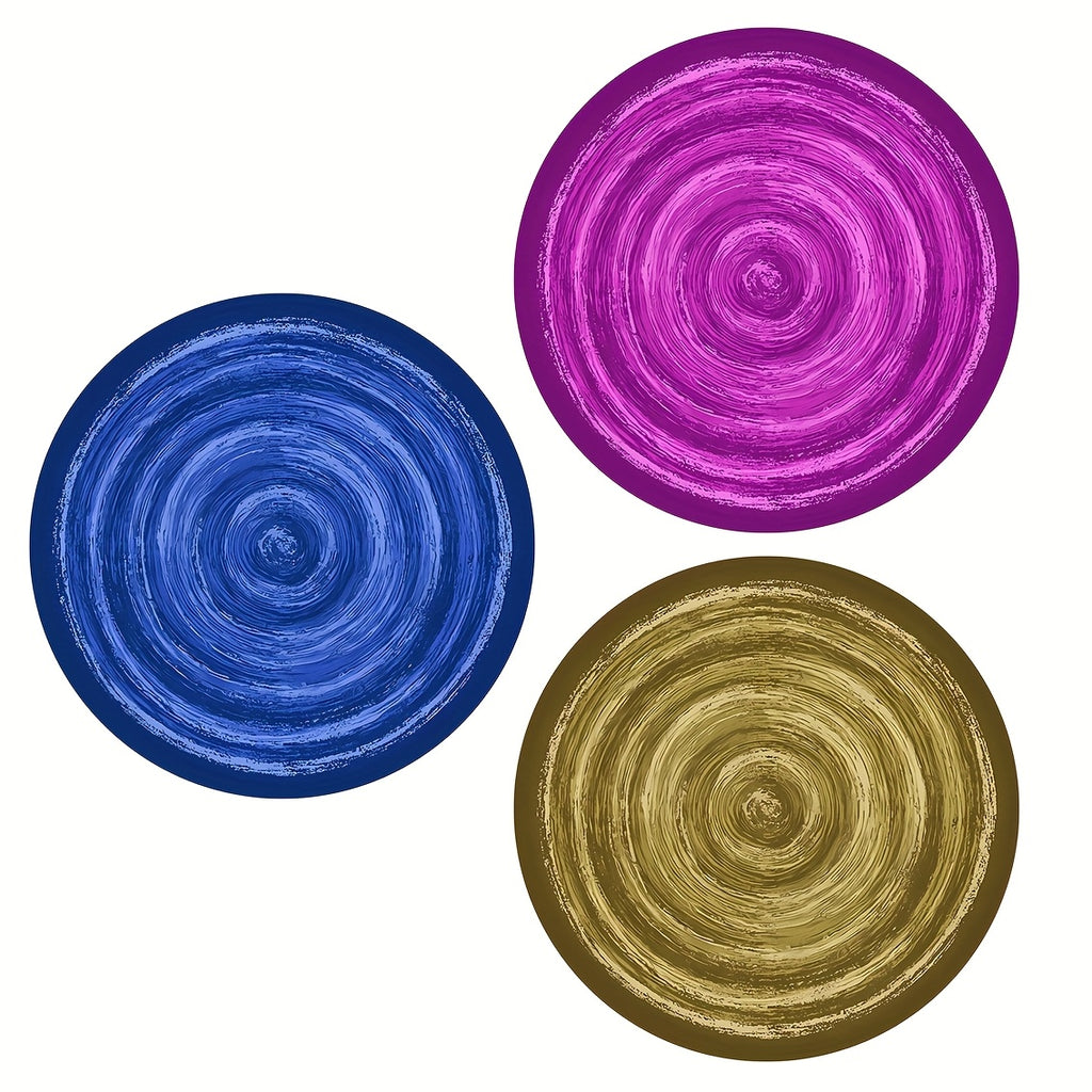 Tapis rond à cercles peints, trois coloris, Ø 60 à 150 cm