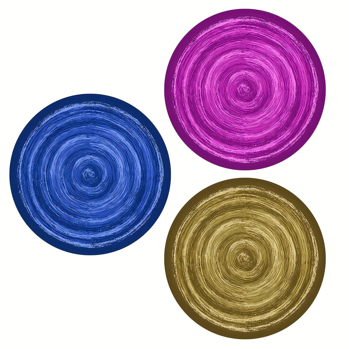 Tapis rond à cercles peints, trois coloris, Ø 60 à 150 cm