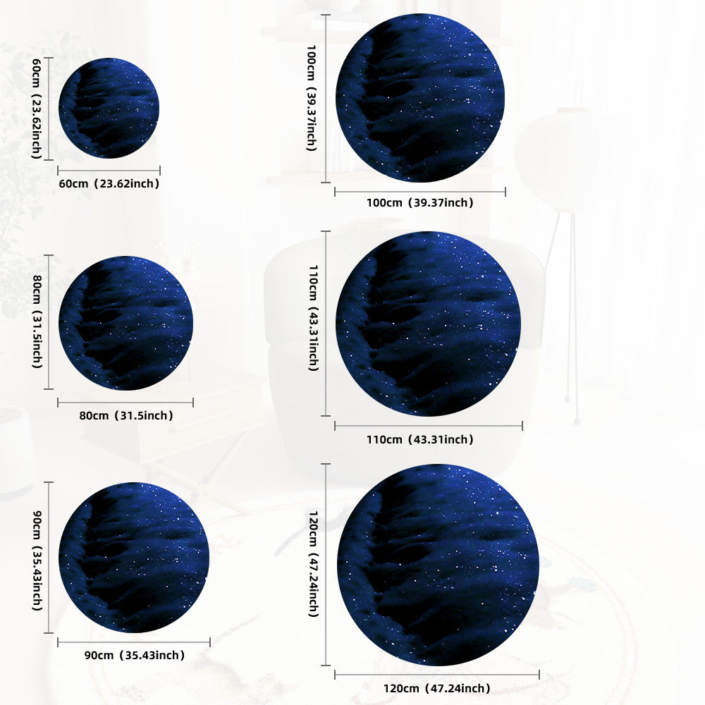 Tapis rond ciel étoilé bleu nuit, quinze diamètres vendus