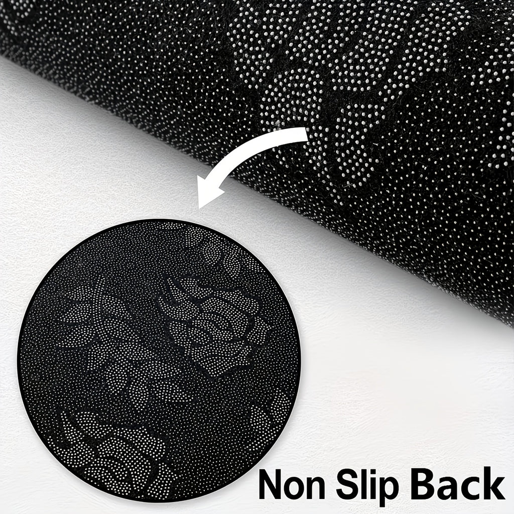Tapis rond à couronne rayée noire et blanche, cœur pastel