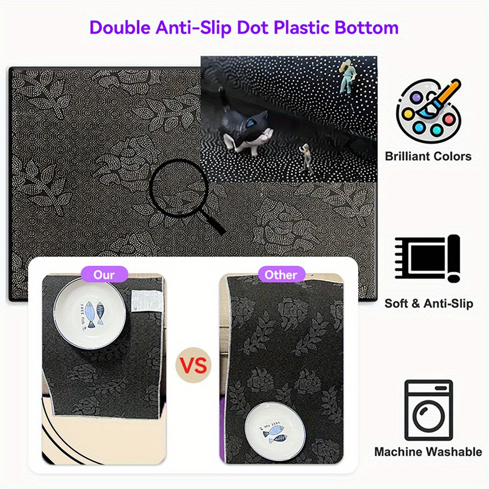 Tapis rond crème à large bordure noire et texture aplatie