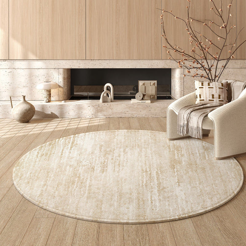 Tapis rond crème à boucle frisée dense, deux dessins au choix