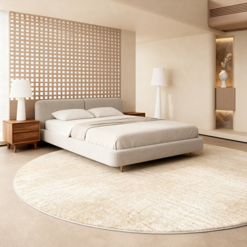 Tapis rond beige à dégradé brossé, esprit nordique 200 cm