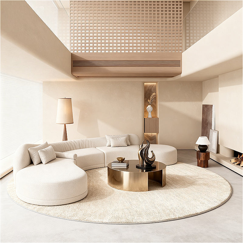 Tapis rond beige à dégradé brossé, esprit nordique 200 cm