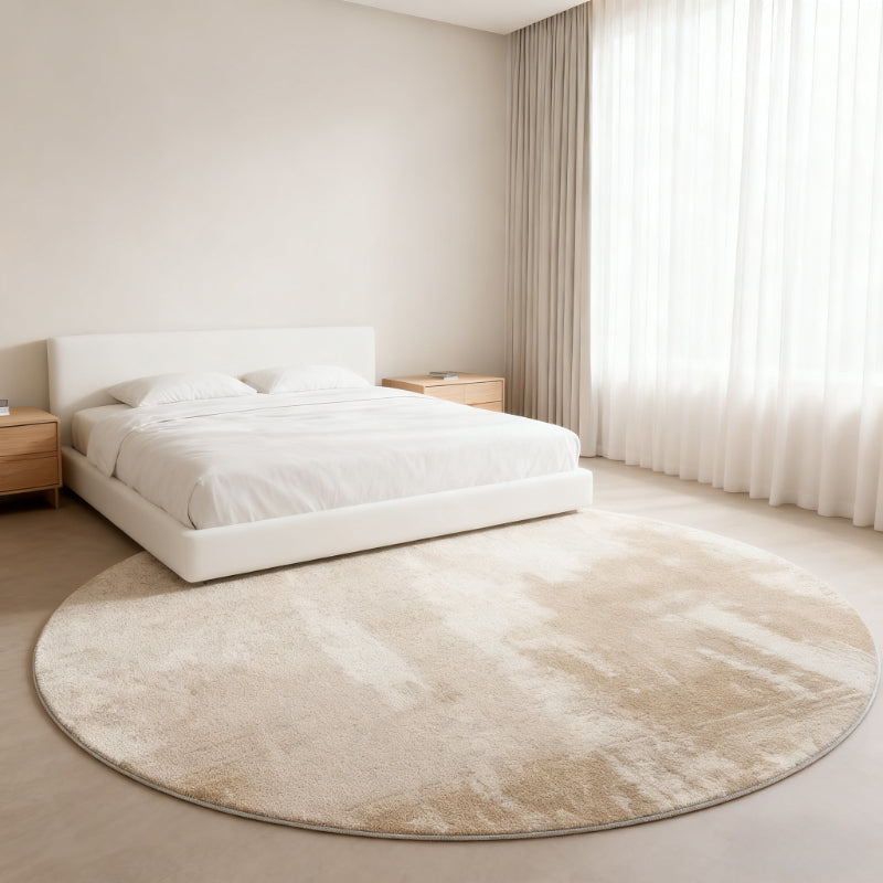 Tapis rond beige à dégradé brossé, esprit nordique 200 cm