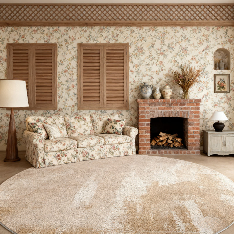 Tapis rond beige à dégradé brossé, esprit nordique 200 cm