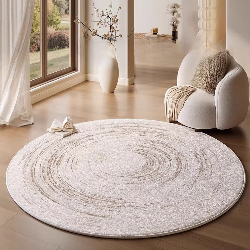 Tapis rond crème à spirale peinte, sept tailles de 80 à 200