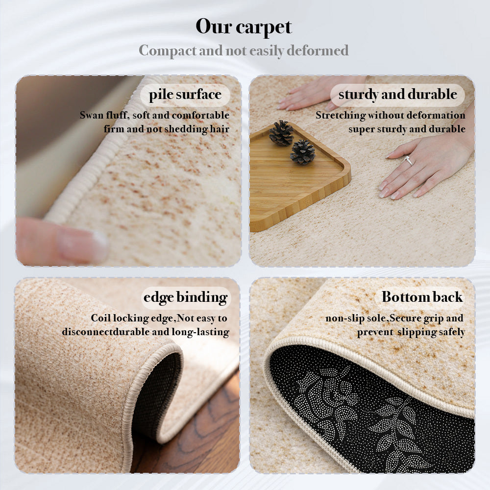 Tapis rond crème à coups de pinceau gris, onze diamètres