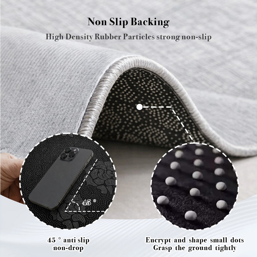 Tapis rond crème à coups de pinceau gris, onze diamètres