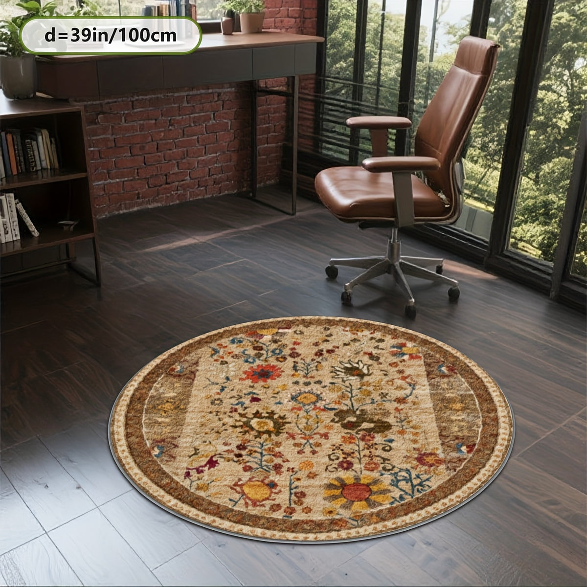 Tapis rond crème à fleurs des champs polychromes, Ø 200 cm