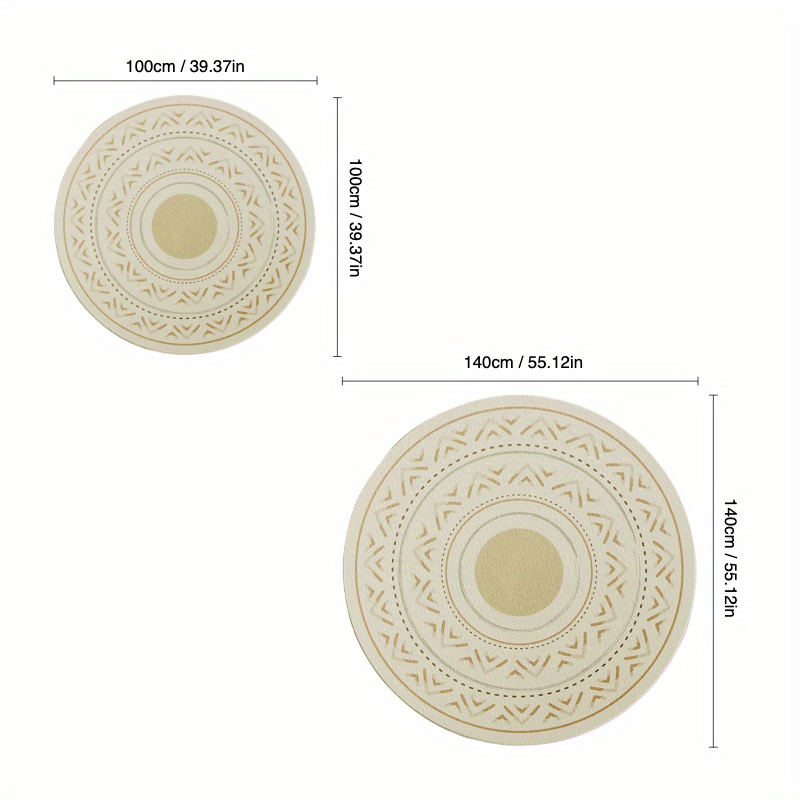 Tapis rond crème à mandala berbère, coloris ocre ou prune