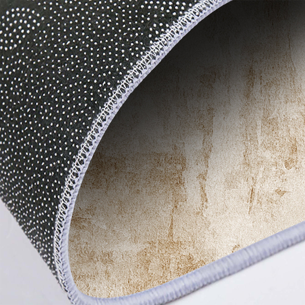 Tapis rond crème patiné à poils ras, quatorze diamètres
