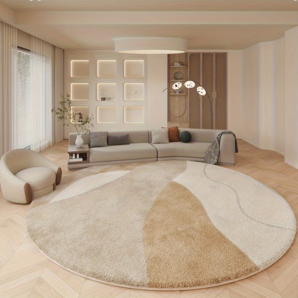 Tapis rond crème à formes organiques, taille unique Ø 150
