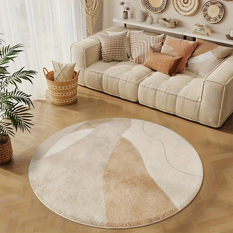Tapis rond crème à formes organiques, taille unique Ø 150