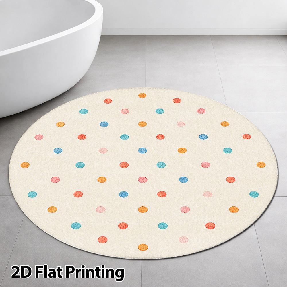 Tapis rond crème à semis de pois colorés, Ø 80 à 120 cm