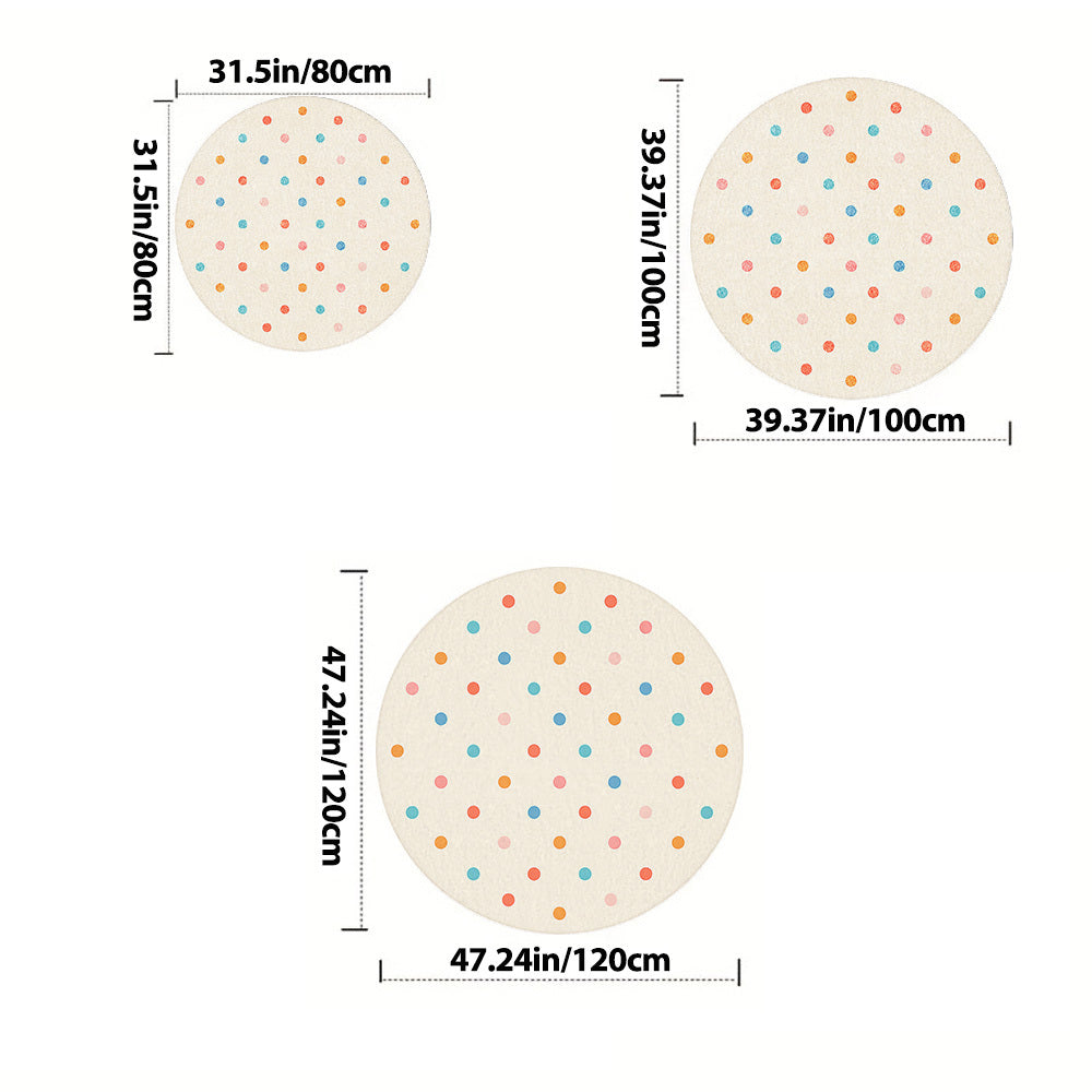 Tapis rond crème à semis de pois colorés, Ø 80 à 120 cm
