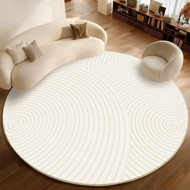 Tapis rond crème, relief de jardin sec, Ø 180 cm unique