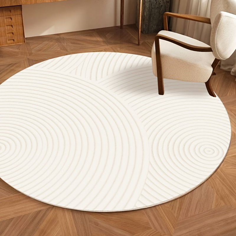 Tapis rond crème, relief de jardin sec, Ø 180 cm unique