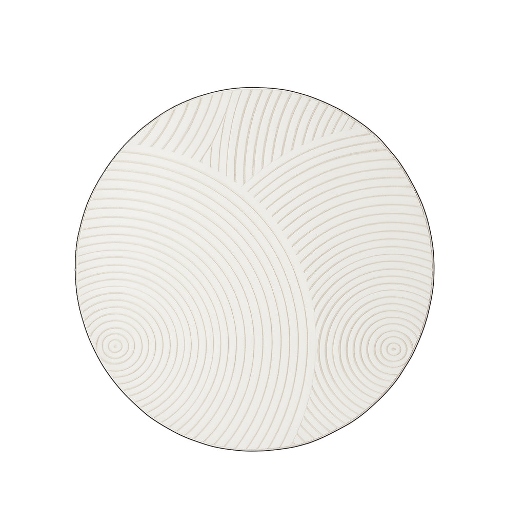 Tapis rond crème, relief de jardin sec, Ø 180 cm unique