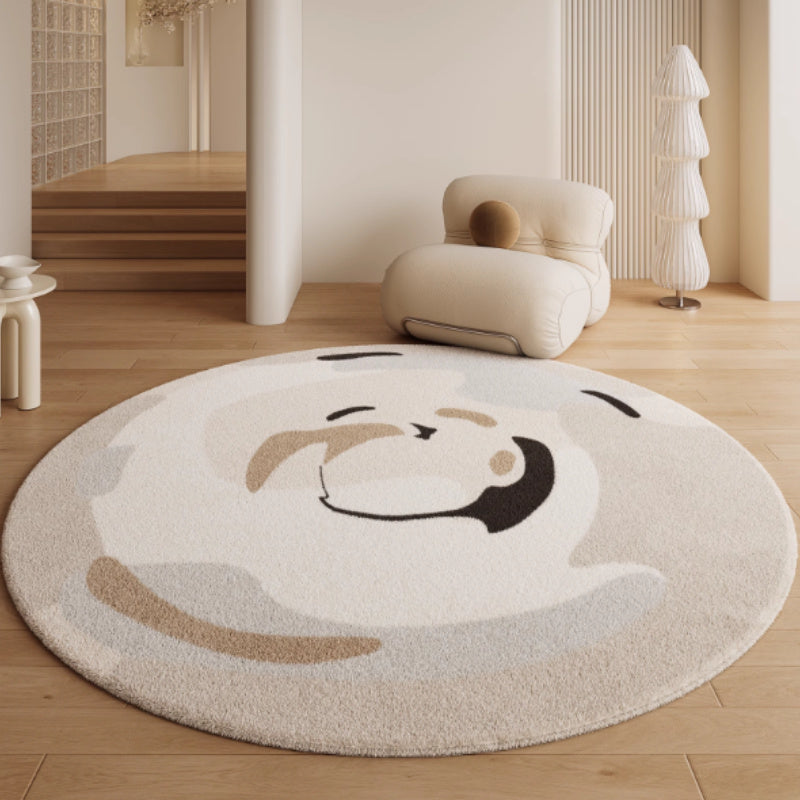 Tapis rond crème à taches dégradées, dos vinyle, Ø 80 ou 140