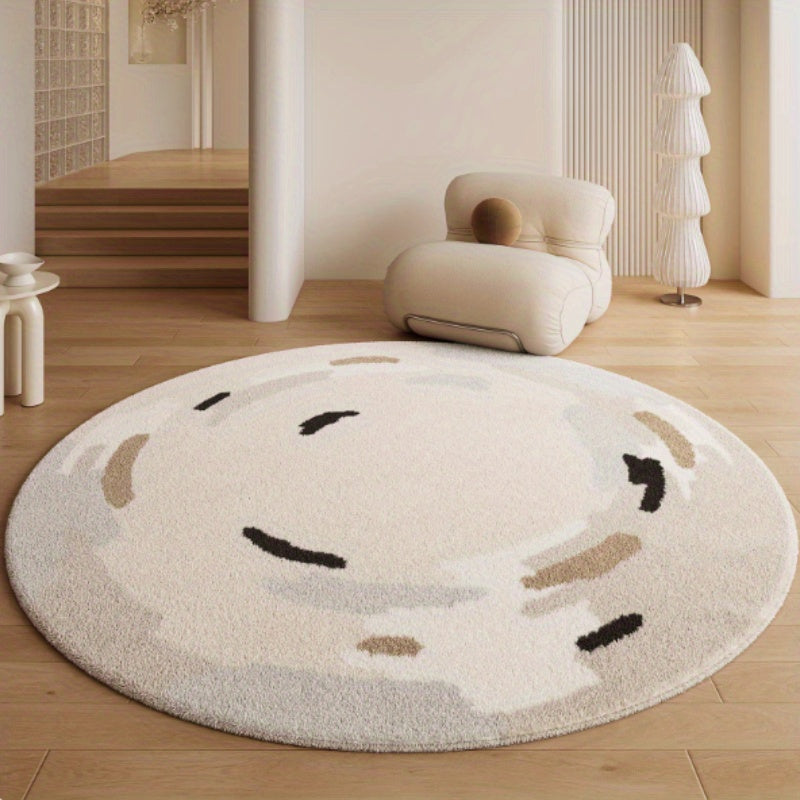 Tapis rond crème à taches dégradées, dos vinyle, Ø 80 ou 140