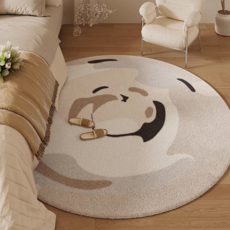 Tapis rond crème à taches dégradées, dos vinyle, Ø 80 ou 140