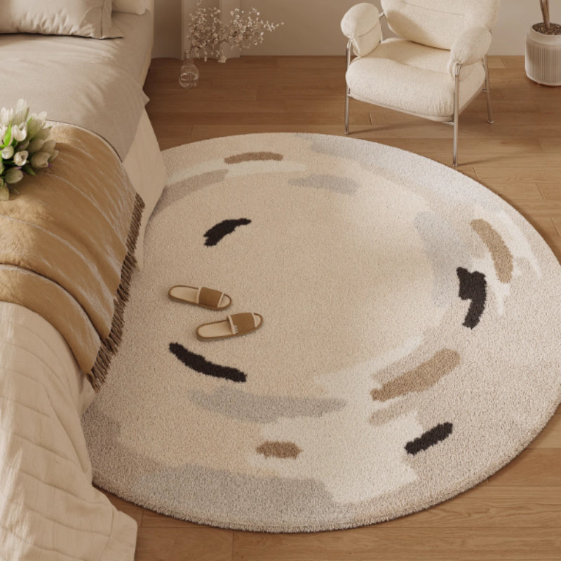 Tapis rond crème à taches dégradées, dos vinyle, Ø 80 ou 140