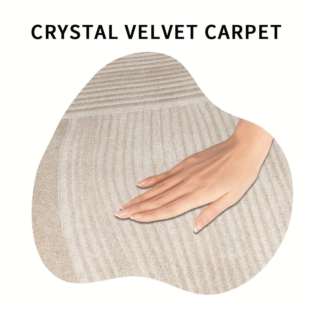 Tapis rond crème uni à bandes satinées, Ø 120 jusqu'à 200 cm