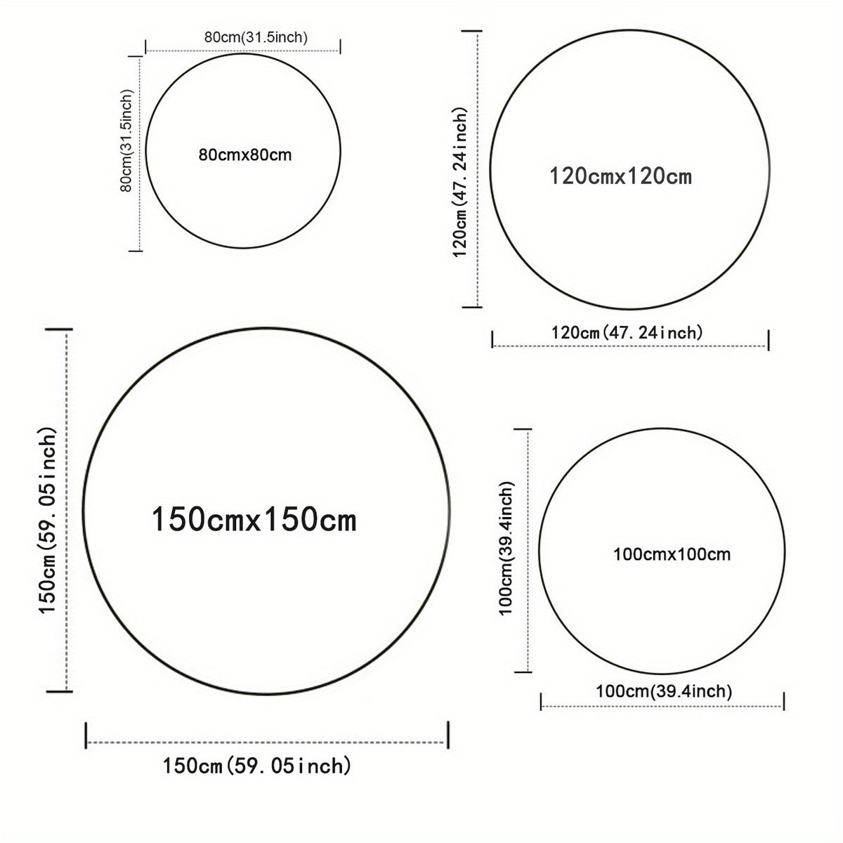 Tapis rond crème uni à bandes satinées, Ø 120 jusqu'à 200 cm