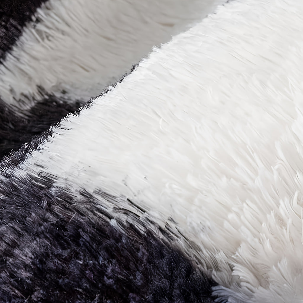 Tapis rond damier noir et blanc, poils 2,5 cm, jusqu'à 200 cm