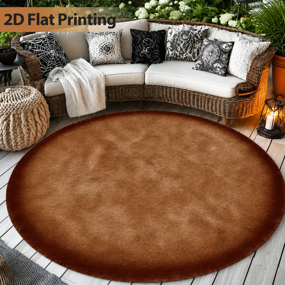 Tapis rond à dégradé patiné cannelle, plat 2D de 850 g/m²