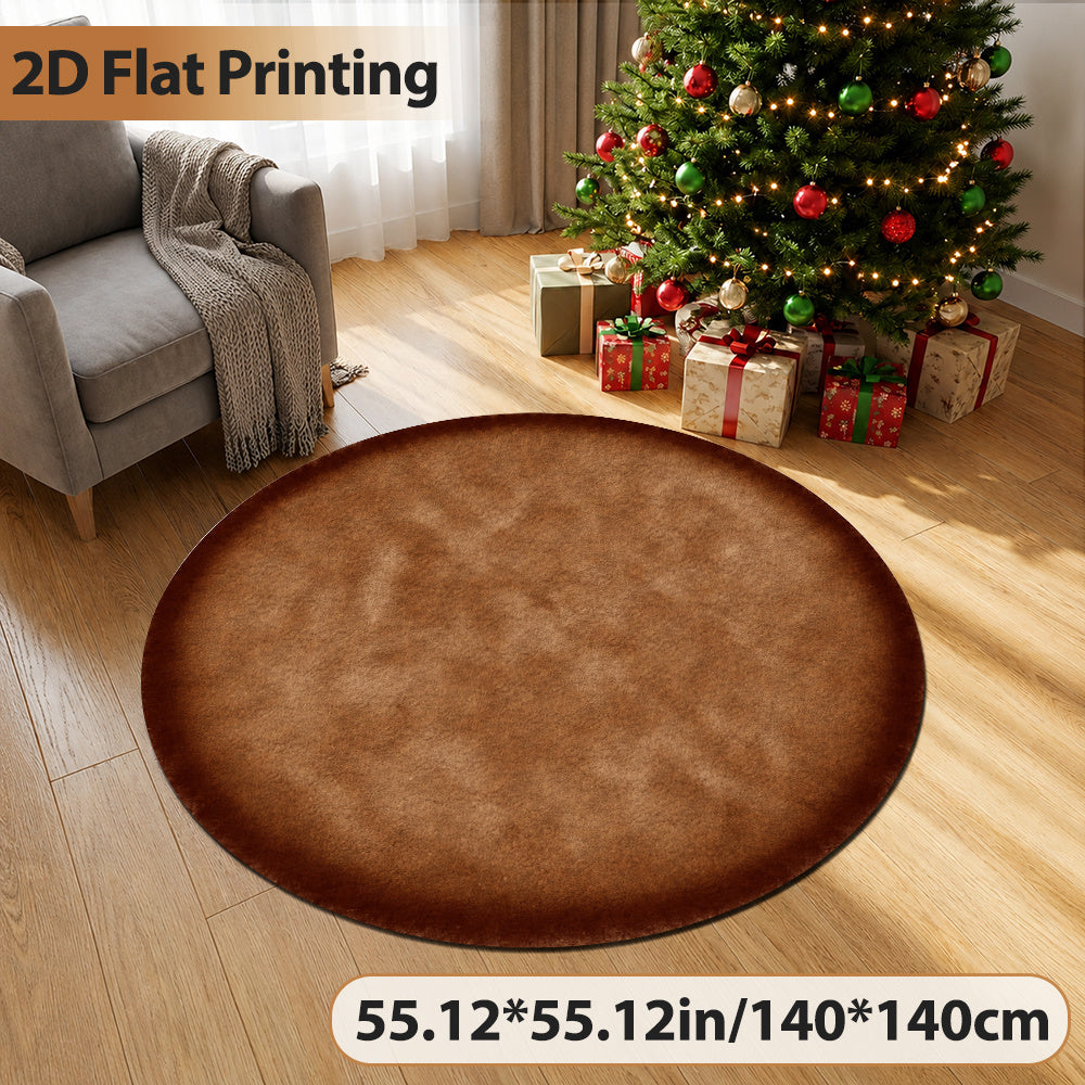 Tapis rond à dégradé patiné cannelle, plat 2D de 850 g/m²