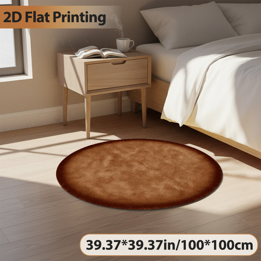 Tapis rond à dégradé patiné cannelle, plat 2D de 850 g/m²