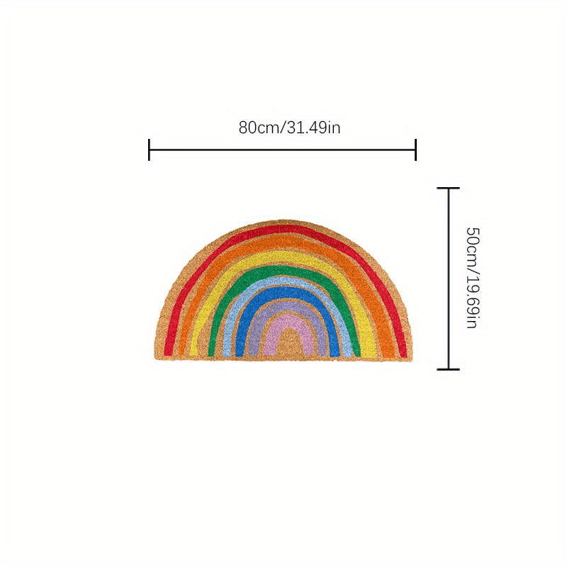 Tapis rond demi-lune arc-en-ciel, tissage plat très coloré