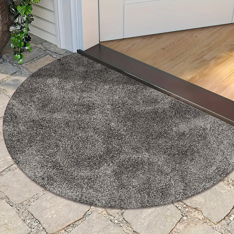 Tapis rond demi-lune gris, velours gaufré en quatre formats