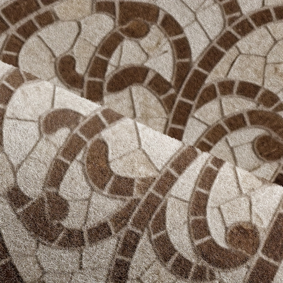 Tapis rond demi-lune imprimé en mosaïque de pierre rétro