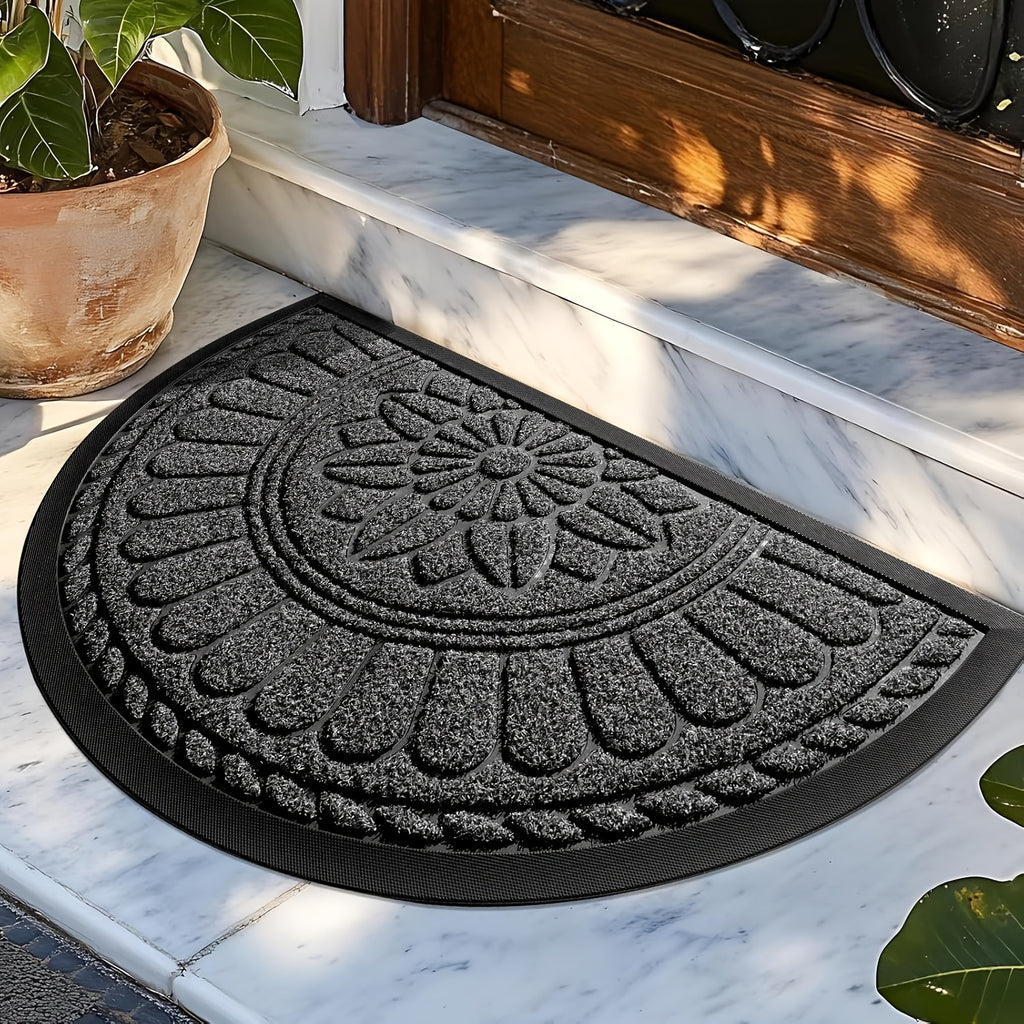 Tapis rond demi-lune, lot de 3 paillassons en relief PVC
